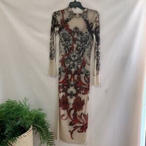 NWT SAINT GIL PARIS EMBELLISHED SHEER DRESS ‎ S